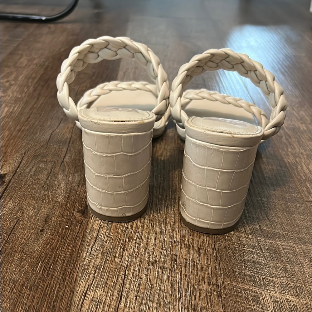 Dolce Vita White Braided Heels with Block Design - Picture 3 of 4